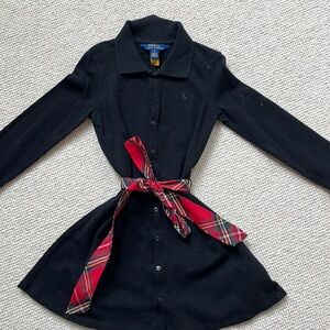 Ralph Lauren Kids Black Dress with Plaid Belt, 5T (Runs Small)